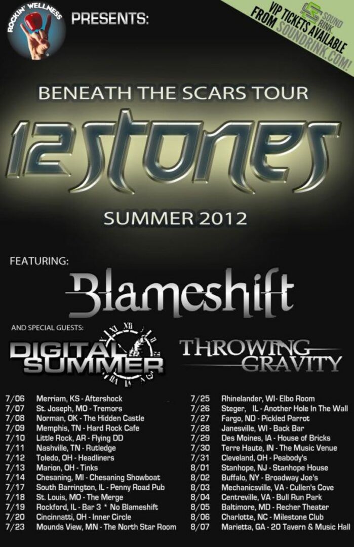 Blameshift – 1st ROAD BLOG from the Beneath The Scars Tour with 12 Stones