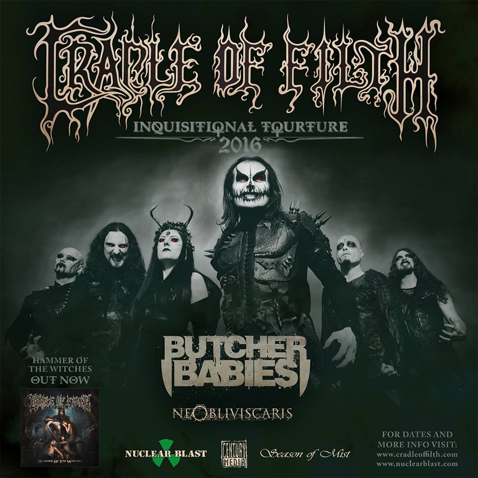 Cradle of Filth’s “Inquisitional Torture 2016 Tour” – Ticket Giveaway