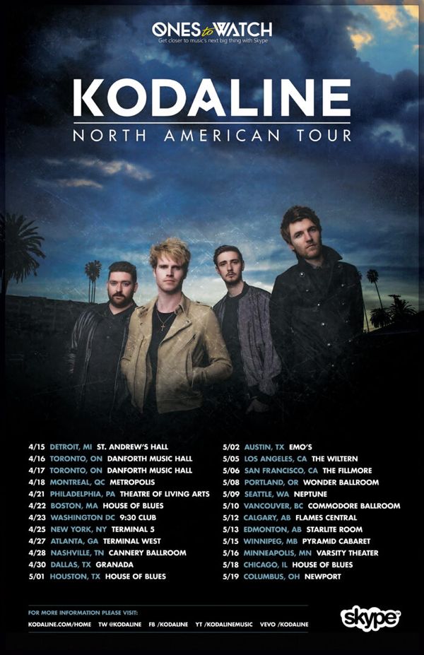 Kodaline’s “North American Tour 2015” – Ticket Giveaway