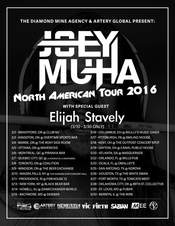 Joey Muha’s North American Tour 2016 – Ticket Giveaway