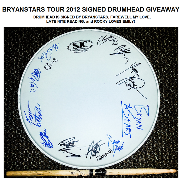 BryanStars Tour 2012 Signed Drumhead – Giveaway