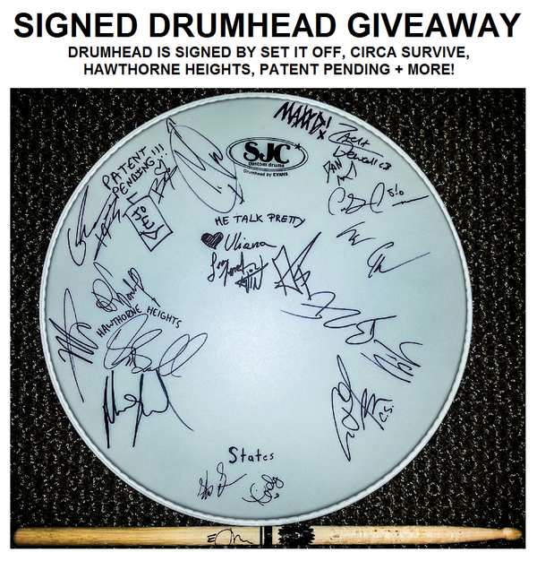 Drumhead Signed by Set It Off, Circa Survive, Hawthorne Heights + More – Giveaway