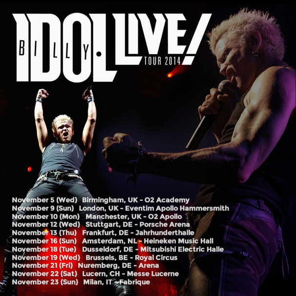 Billy Idol European Tour 2014 - poster