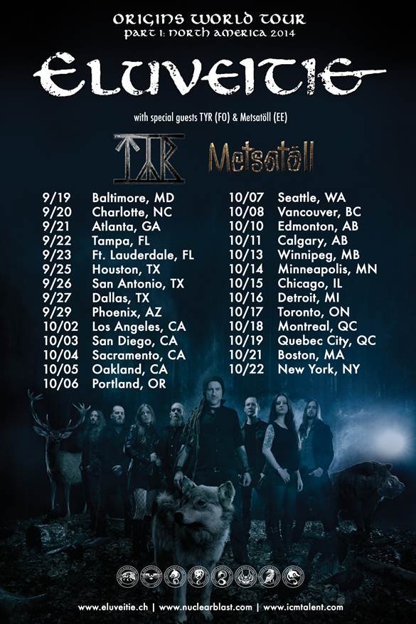 Eluveitie Fall 2014 North American Tour - poster
