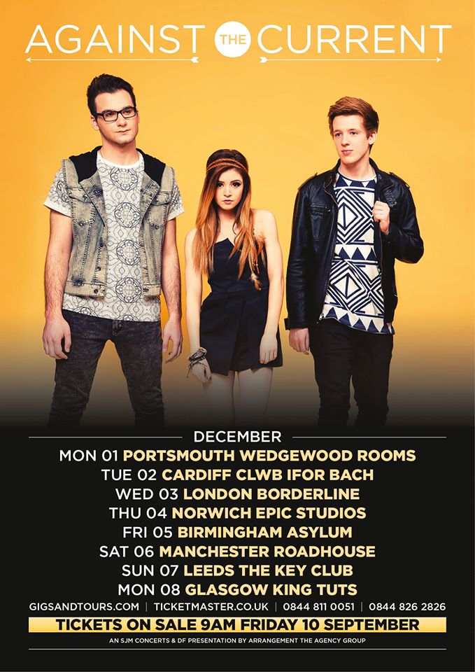 Against The Current December UK Tour 2014 - poster