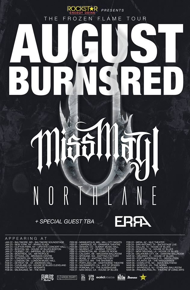 August Burns Red The Frozen Flame Tour - poster