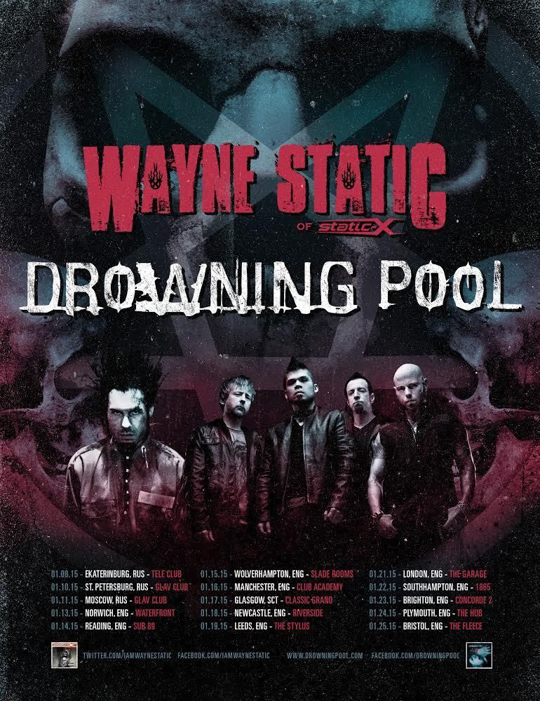 Wayne Static Drowning Pool European Tour 2015 - poster