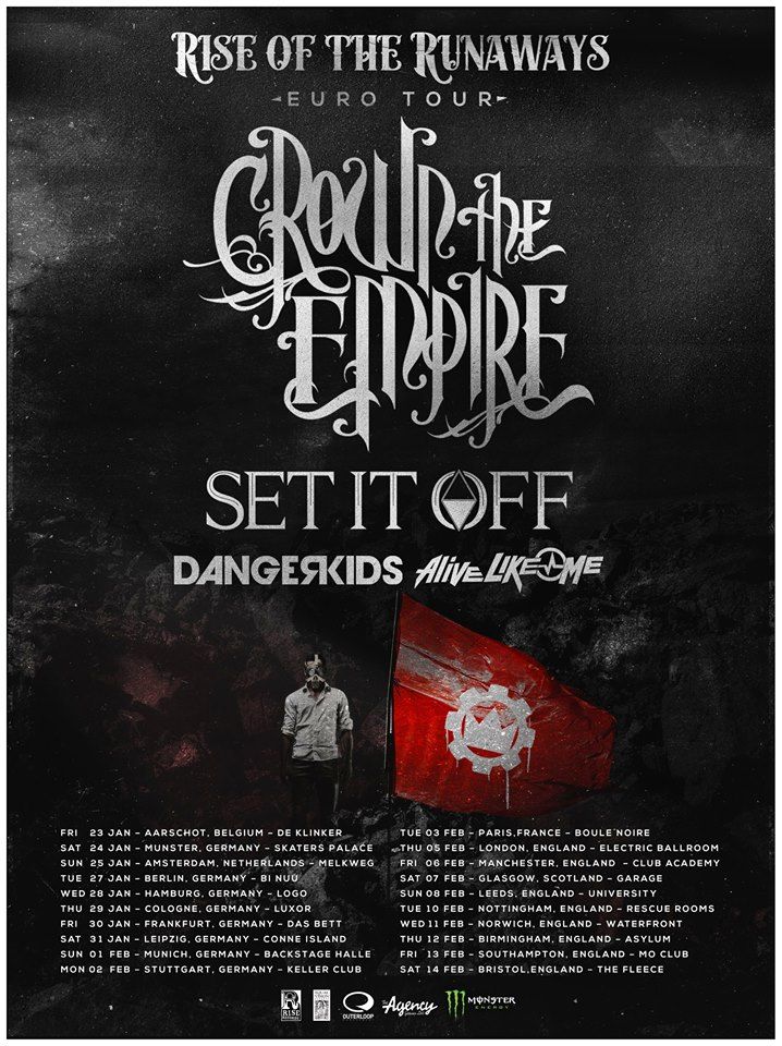 Crown The Empire - Rise Of The Runaways Euro Tour - poster