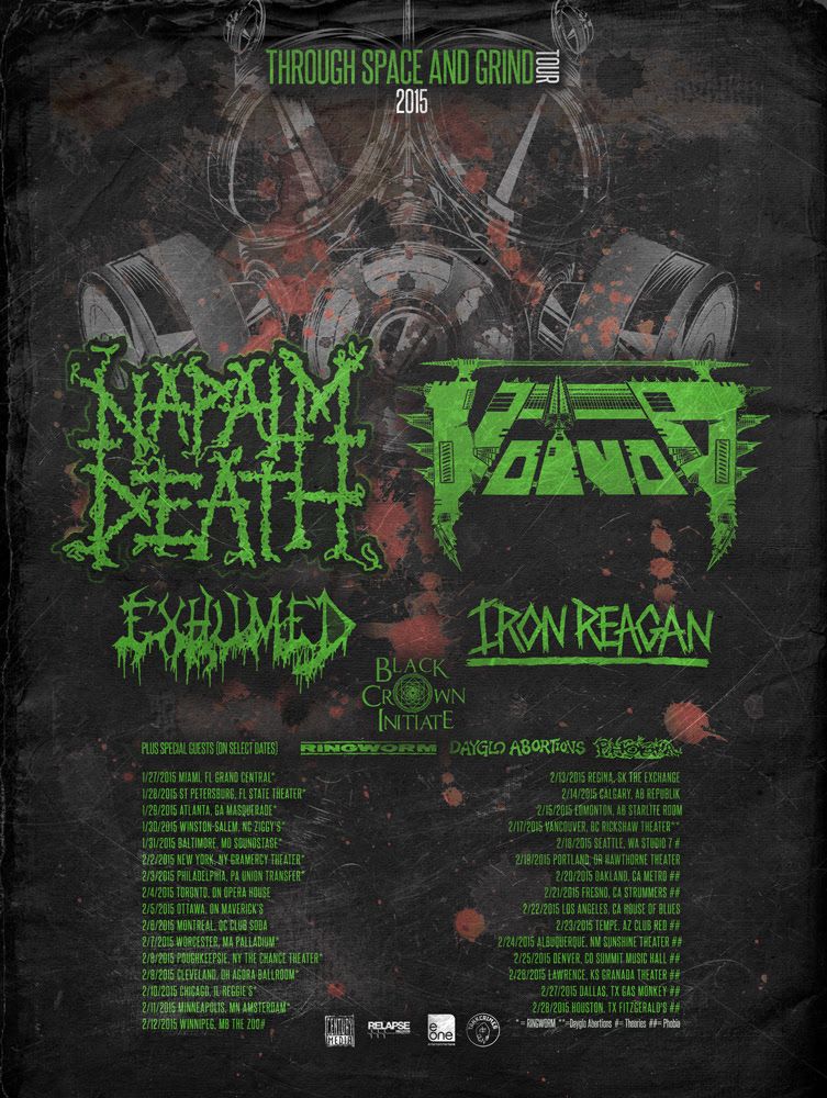 Napalm Death - Through Space And Grind Tour 2015 - poster