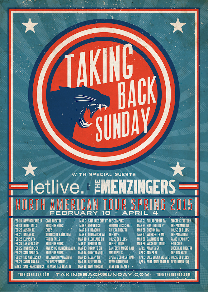 Taking Back Sunday - North American Tour 2015 - poster