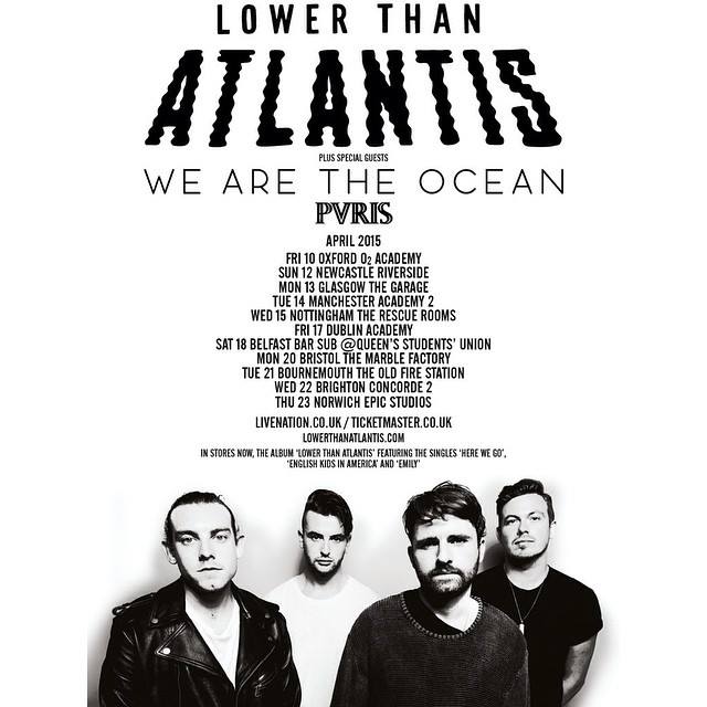 Lower Than Atlantis - UK and Ireland 2015 Tour - poster