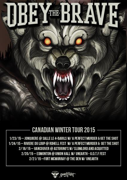 Obey The Brave - Canadian Winter 2015 Tour - poster