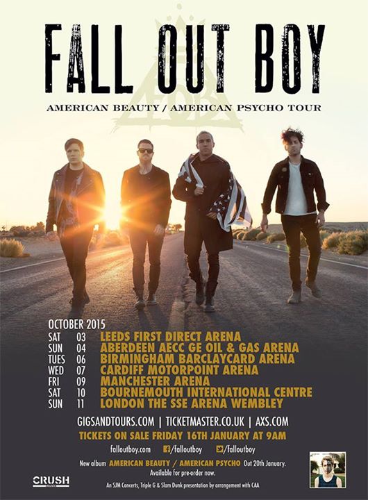 Fall Out Boy - American Beauty,American Psycho UK Tour - poster