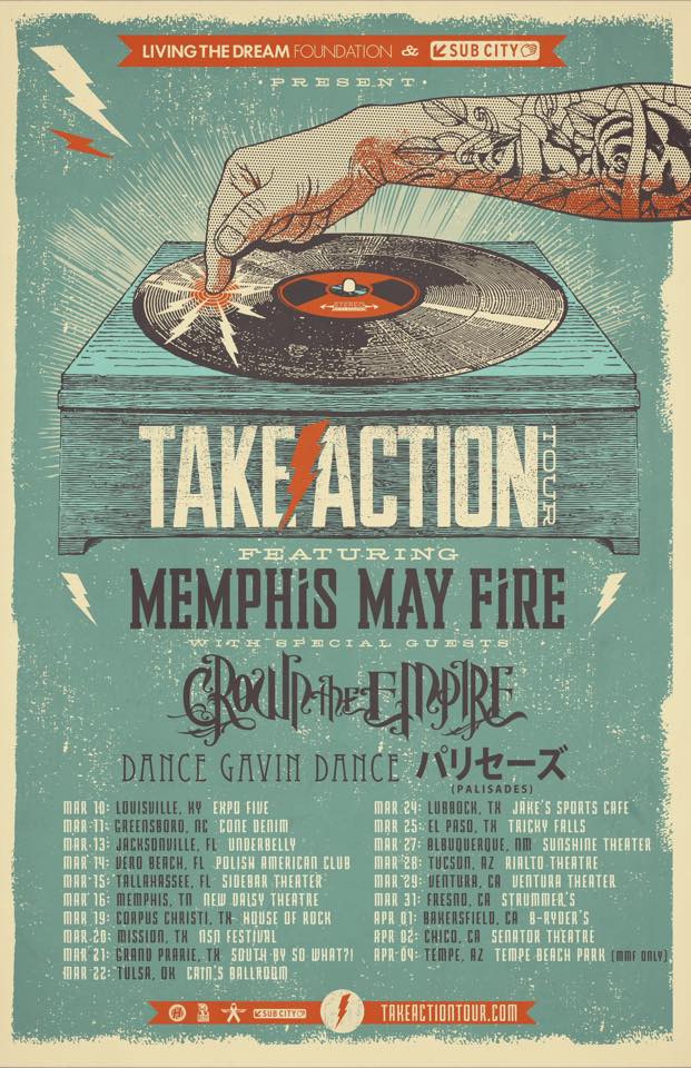 Memphis May Fire - Take Action Tour 2015 - poster