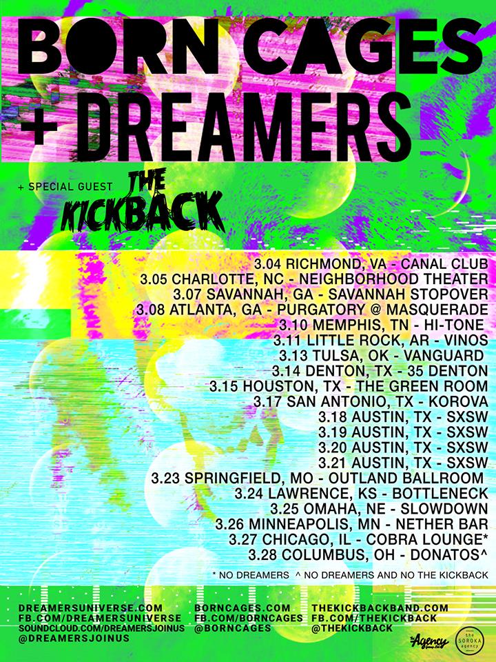 Born Cages - Co-Headlining U.S. Tour With Dreamers - poster