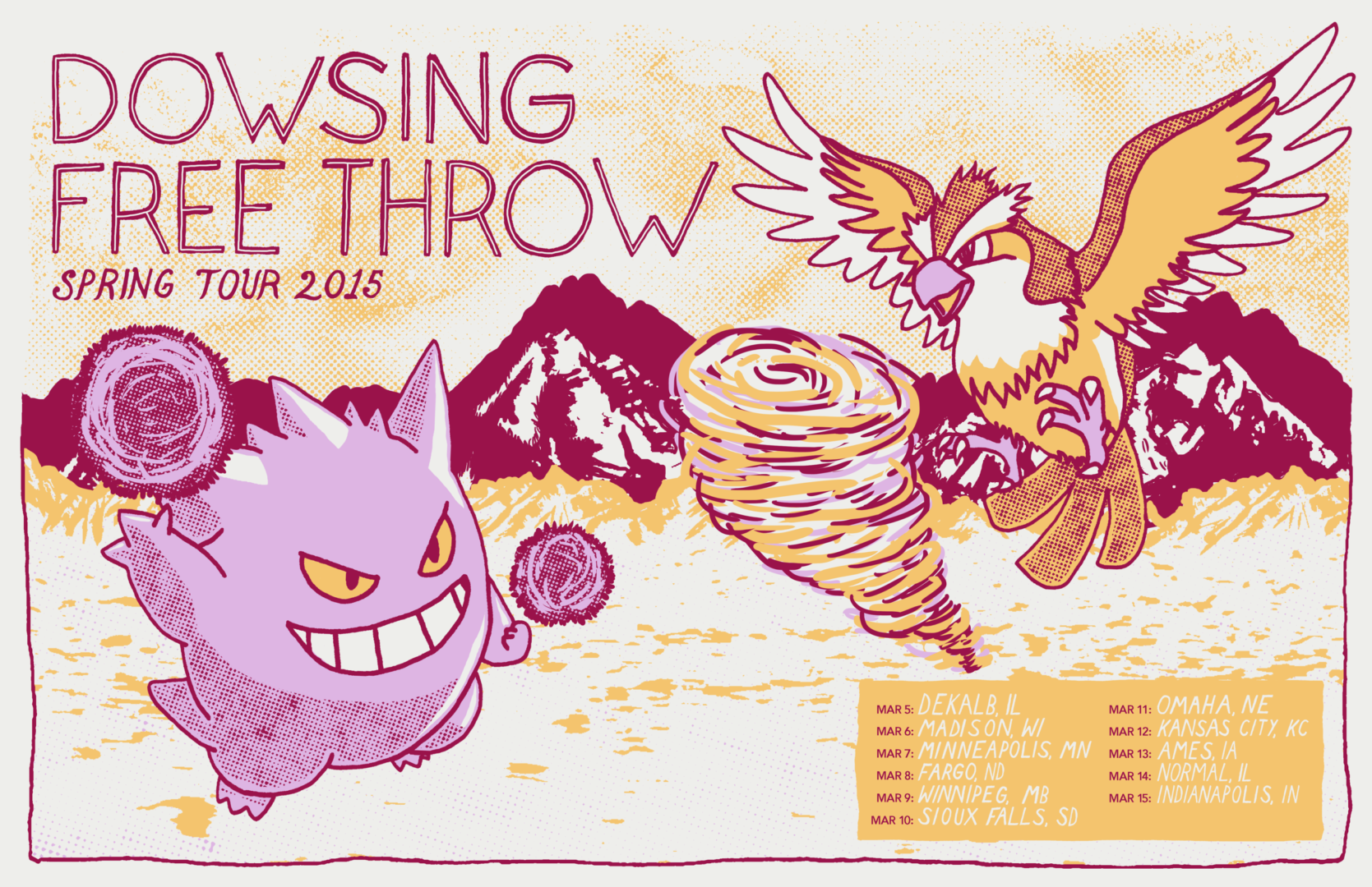 Dowsing and Free Throw - 2015 U.S. tour - poster
