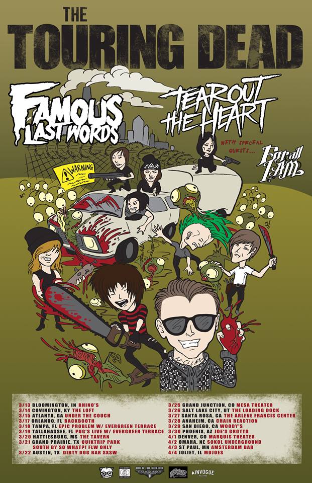 Famous Last Words - The Touring Dead With Tear Out The Heart - poster