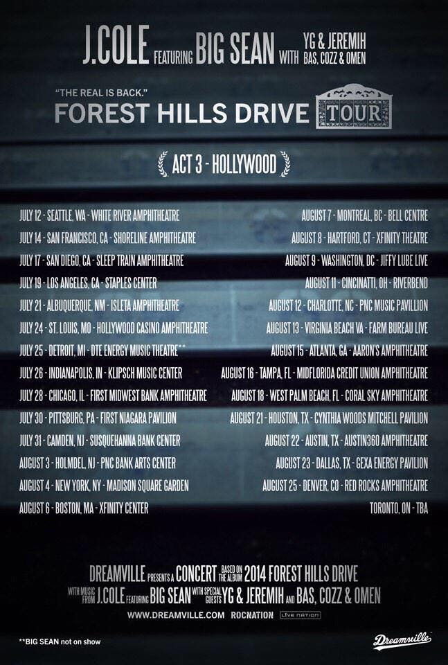 J. Cole - Forest Hills Drive Tour Leg 3 - poster