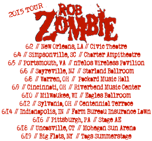 Rob Zombie - U.S. Tour 2015 - poster