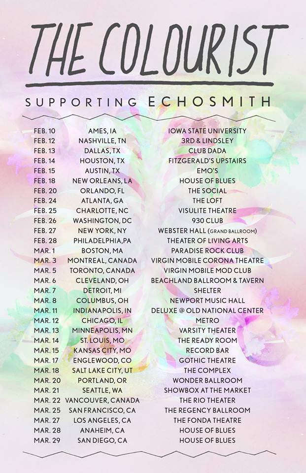 The Colourist - Support Echosmith North American Tour - poster