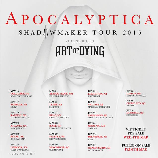 Apocalyptica - Shadowmaker Tour 2015 - poster