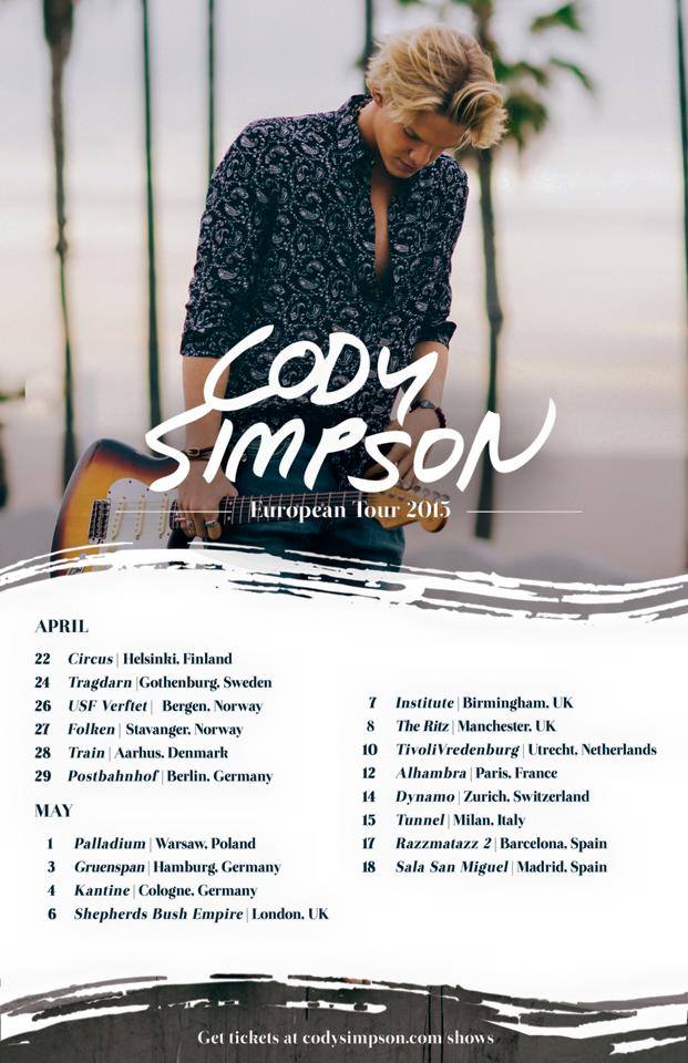 Cody Simpson - European Spring Tour 2015 - poster
