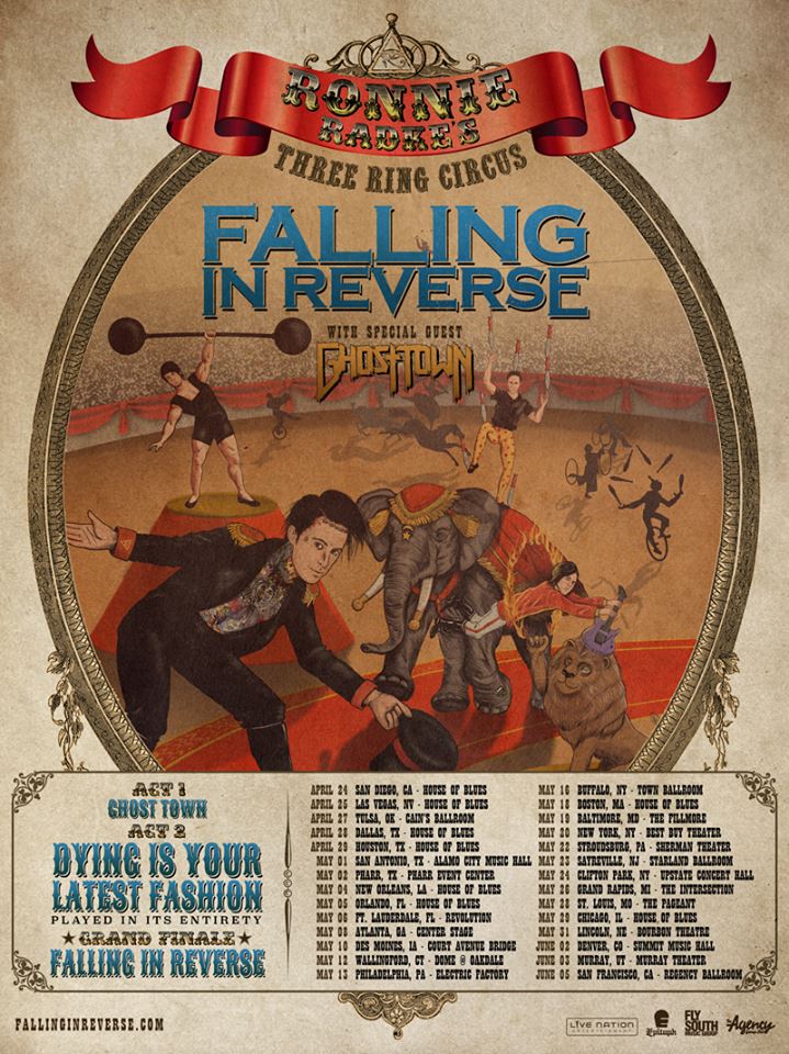 Falling In Reverse - Ronnie Radke's Three Ring Circus - poster