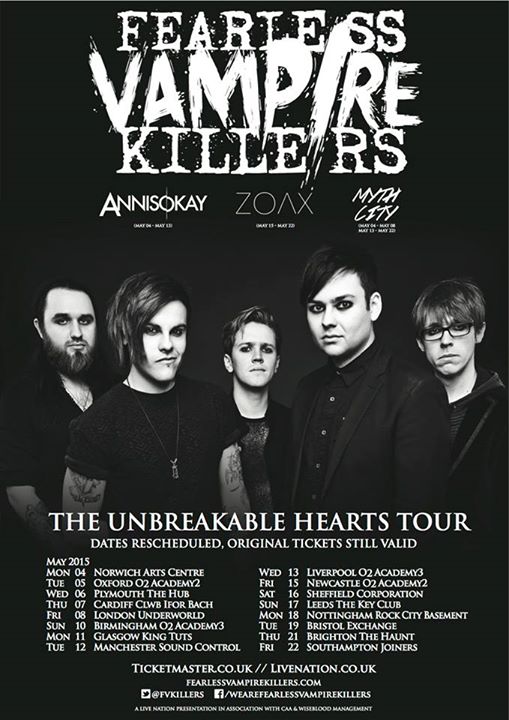 Fearless Vampire Killers - Unbreakable Hearts Tour RESCHEDULED - Poster - 2015