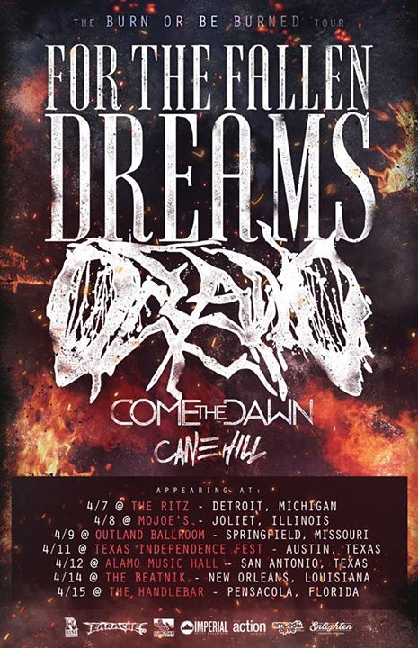 For The Fallen Dreams - The Burn Or Be Burned Tour - poster