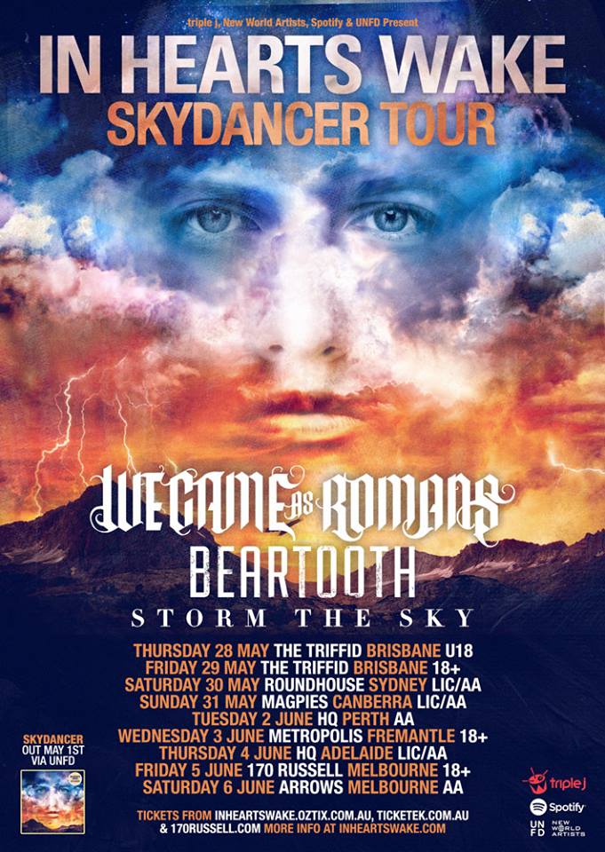 In Hearts Wake - Australia Skydancer Tour - Poster - 2015