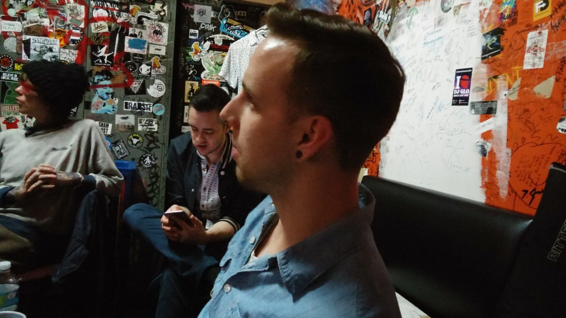 Hanging out in the green room at The Grog Shop in Cleveland. 