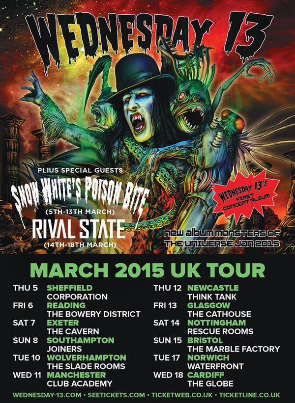 Wednesday 13 - March UK Tour 2015 - poster