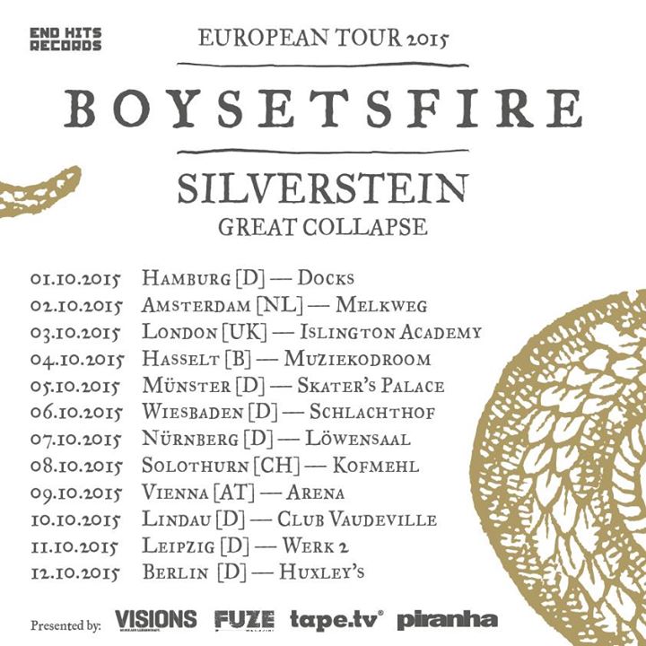BoySetsFire - European Tour 2015 - poster
