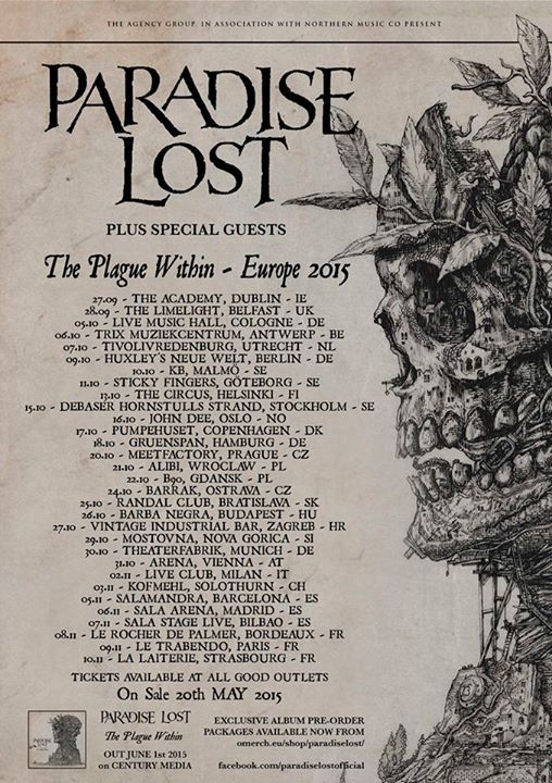 Paradise Lost - The Plague Within European Tour - poster