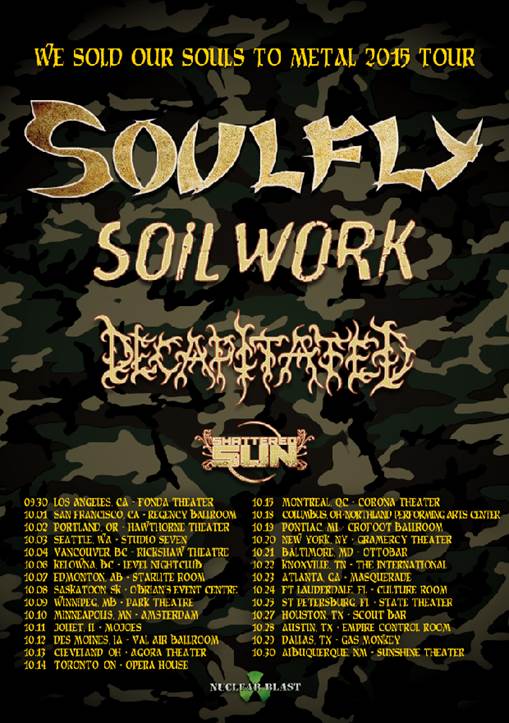 Soulfly - We Sold Our Soul To Metal 2015 Tour - poster