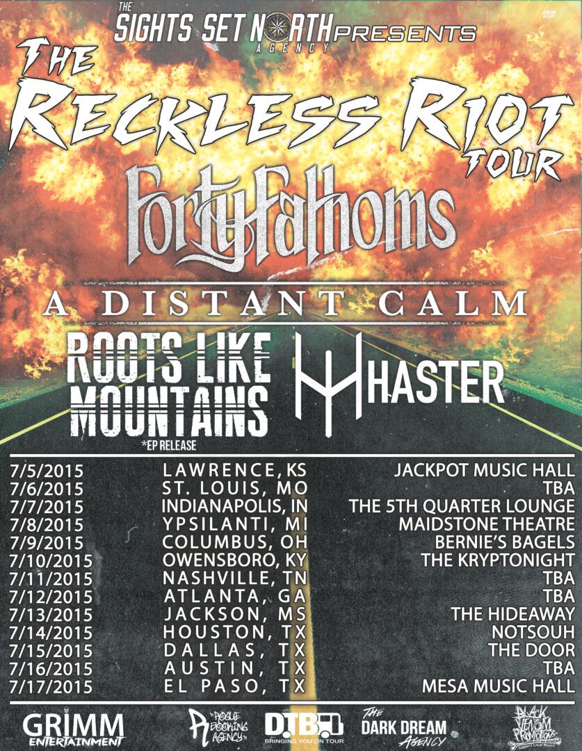 Forty Fathoms - The Reckless Riot Tour - poster