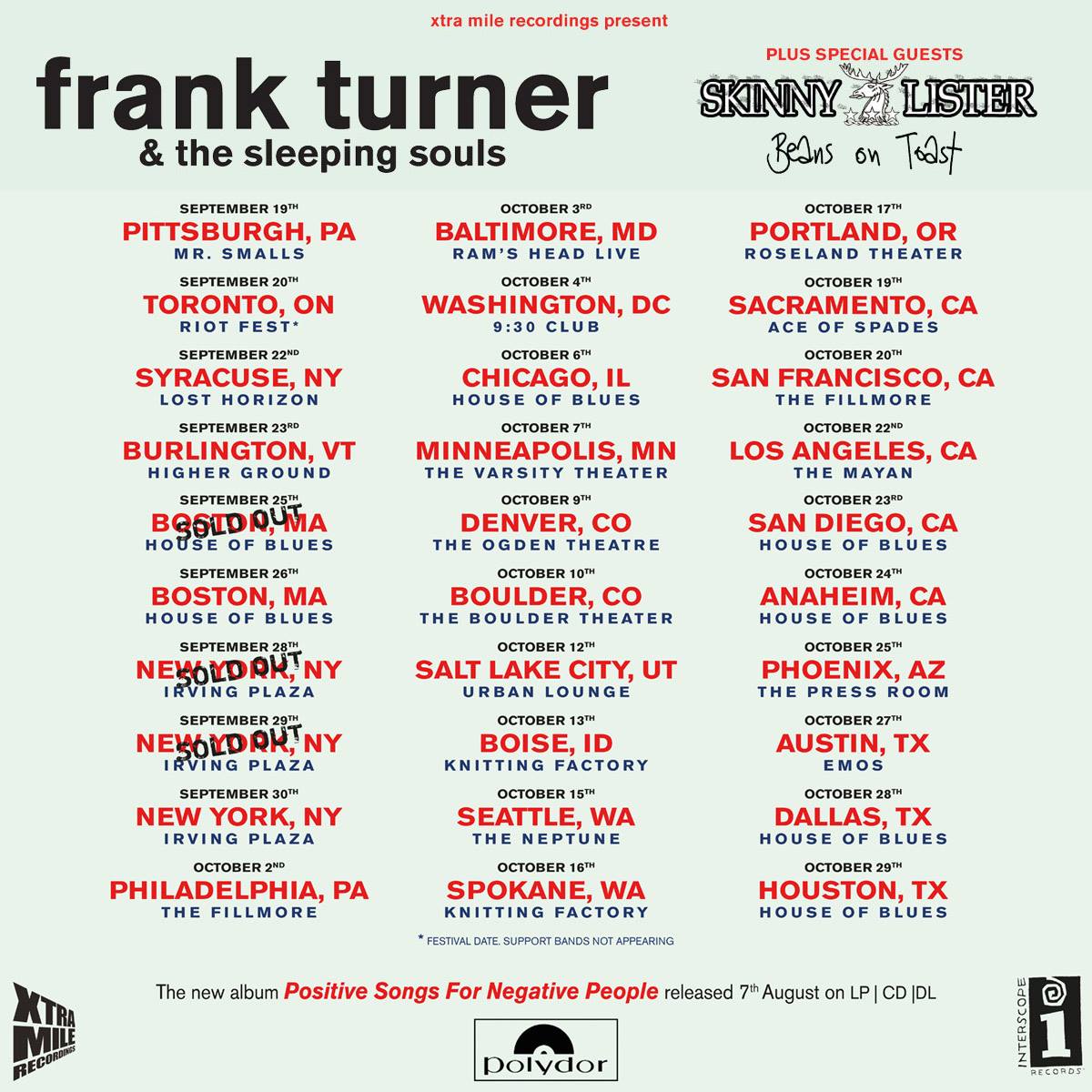 Frank Turner - 2015 Tour Poster