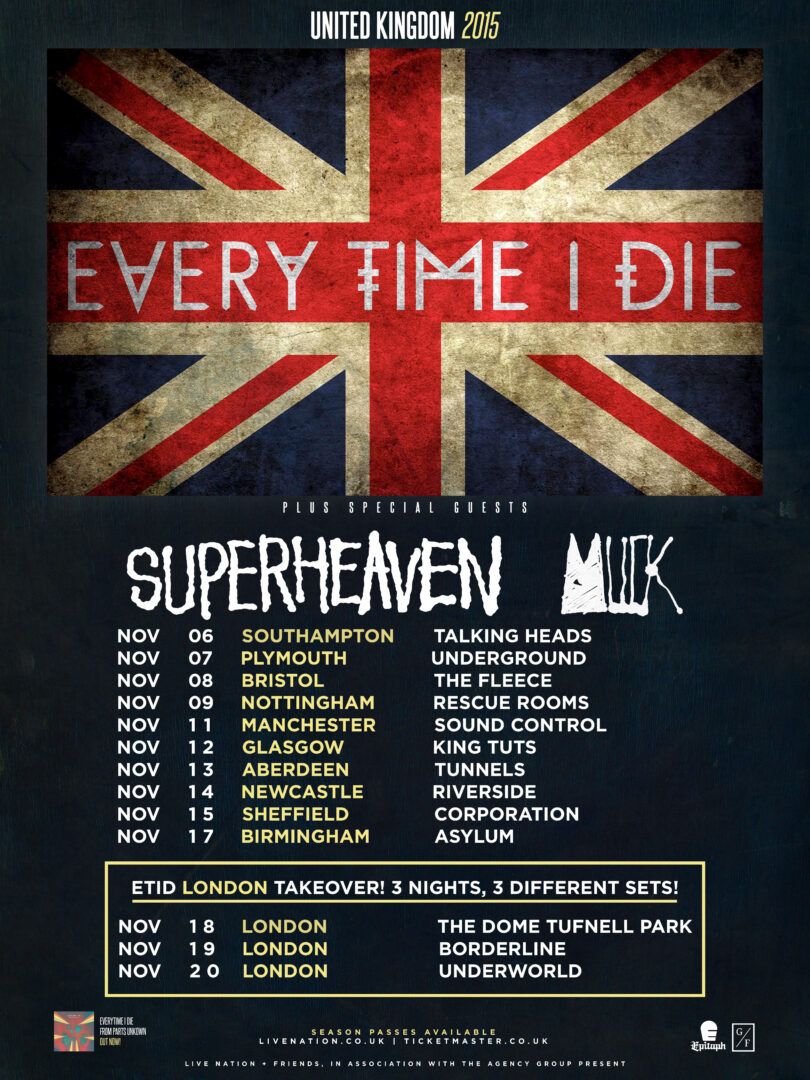 Superheaven and Everytime I Die - 2015 Tour Poster