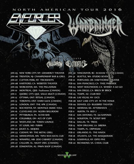 Warbringer - co-headline tour with Enforcer - poster