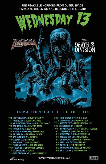 Wednesday 13 - The U.S. Invasion: Earth Tour - 2015 Tour Poster