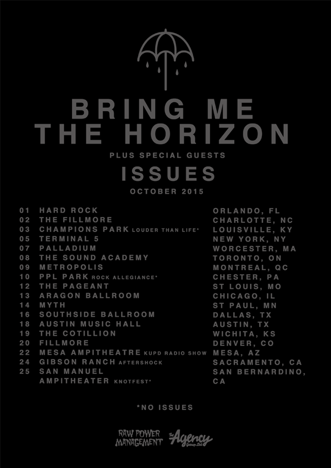 Bring Me The Horizon - North American October Tour 2015 - poster