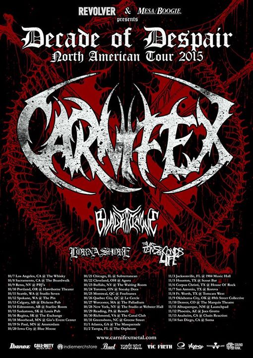 Carnifex - Decade of Despair North American Tour - 2015 Tour Poster