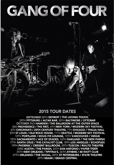 Gang Of Four - 2015 Tour Poster
