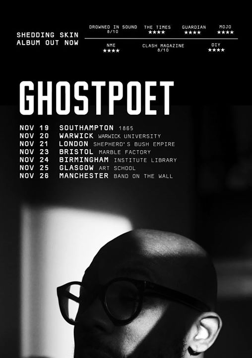 Ghostpoet - UK Fall Tour 2015 - poster