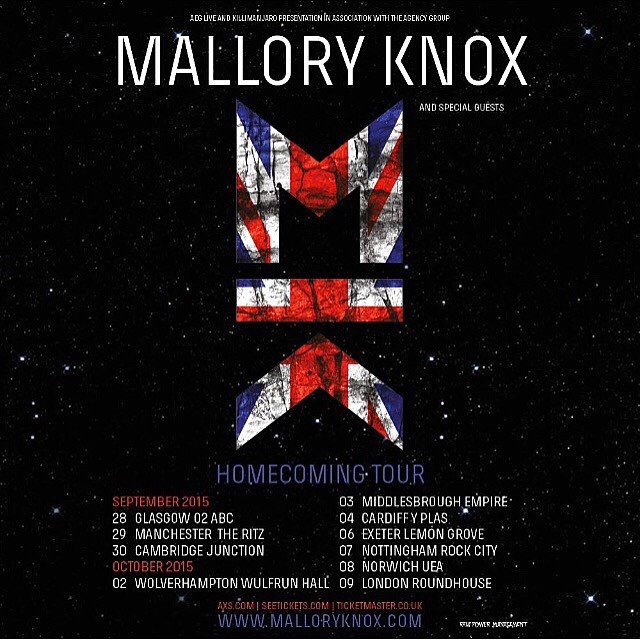Mallory Knox - The Homecoming UK Tour - 2015 Tour Poster