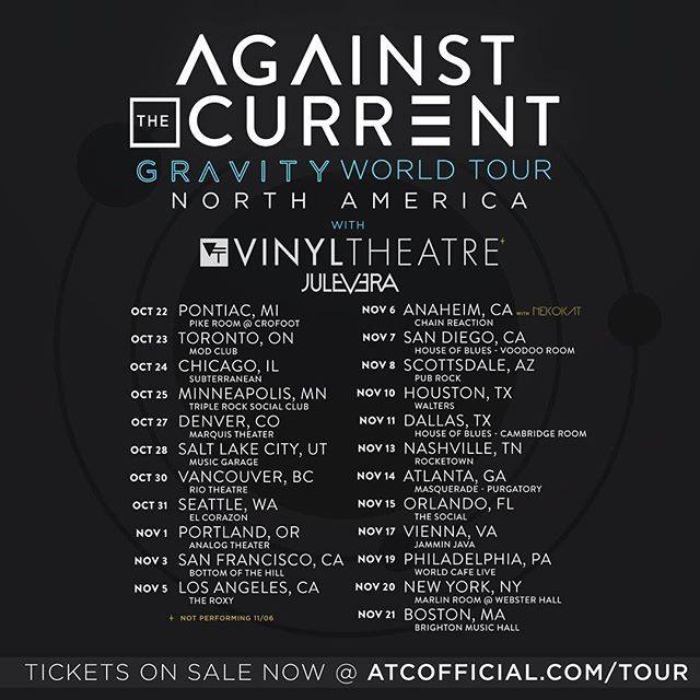 Against The Current - North American Leg of Gravity World Tour 2015 - poster