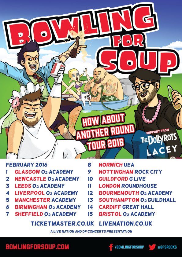 Bowling For Soup - How About Another Round UK Tour - 2015 Tour Poster