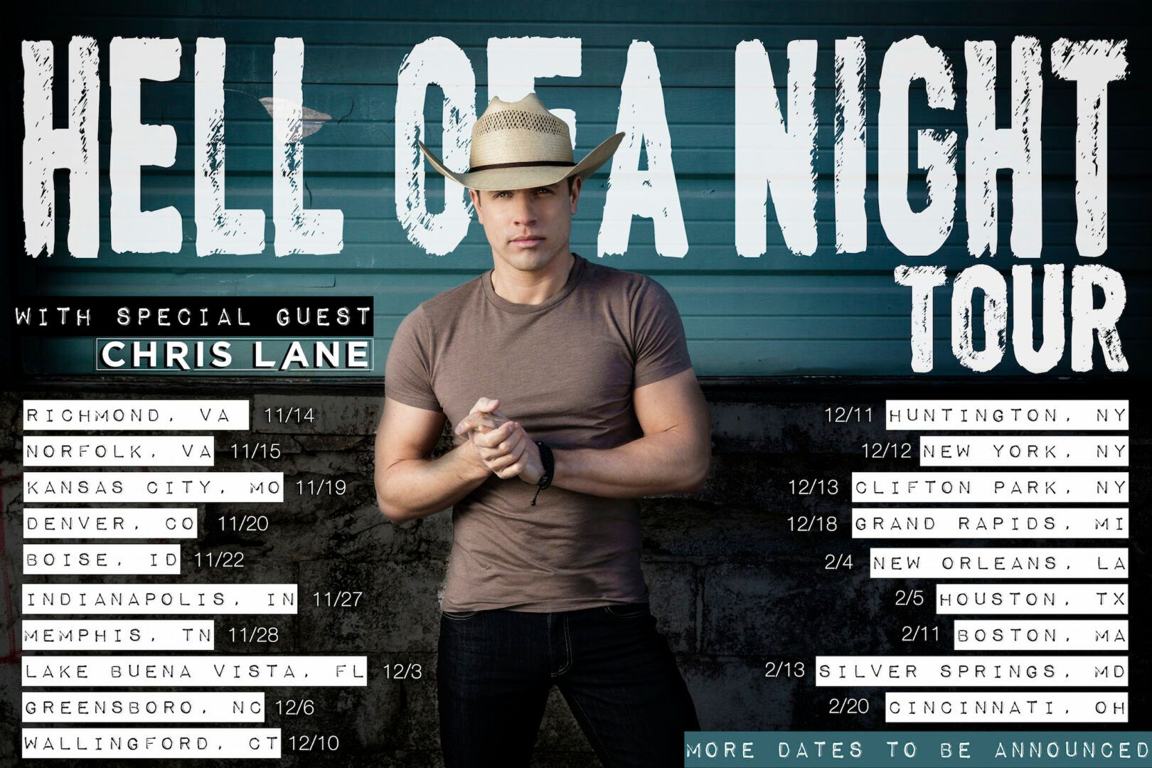 Dustin Lynch - Hell Of A Night U.S. Tour - 2015 Tour Poster
