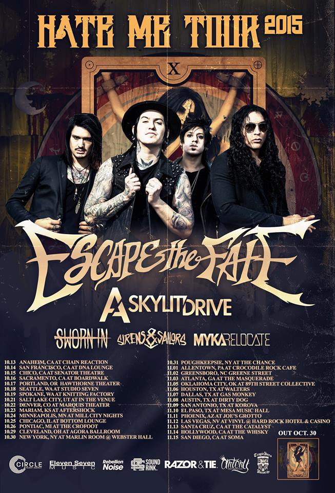Escape The Fate - Hate Me Tour 2015 - poster