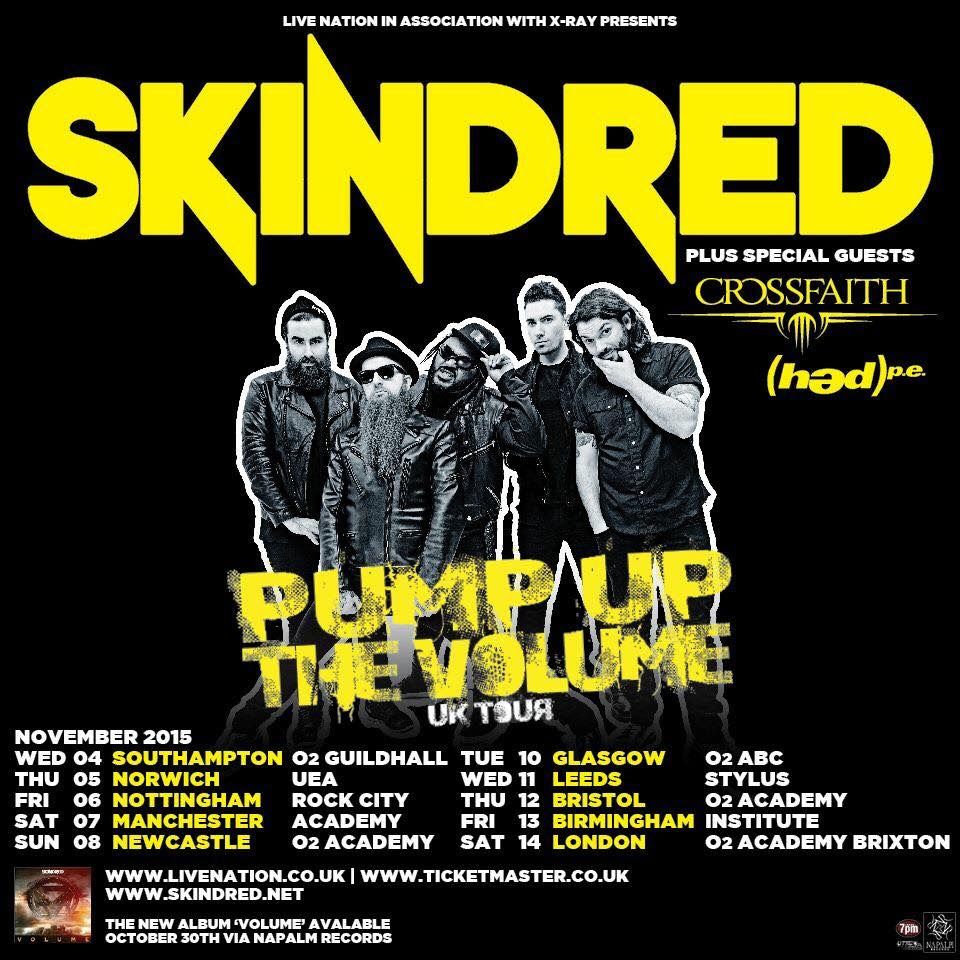 Skindred - Pump Up The Volume UK Tour - 2015 Tour Poster